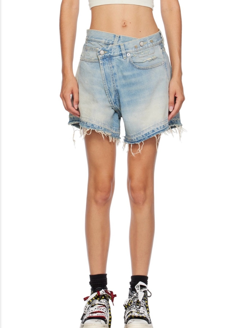 R13 Cross Over Denim Shorts Tilly Size 29